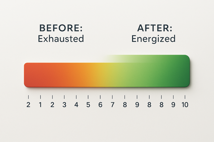 Energy level graph showing Sarah & Linda's change over 12 weeks