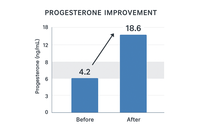 Hormone panel results showing Melissa & Diana's change over 16 weeks